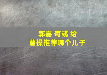 郭嘉 荀彧 给曹操推荐哪个儿子